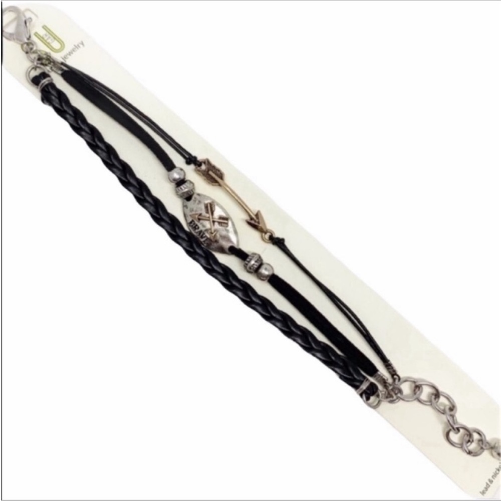 Brave Arrow Braided Faux Leather Bracelet NEW